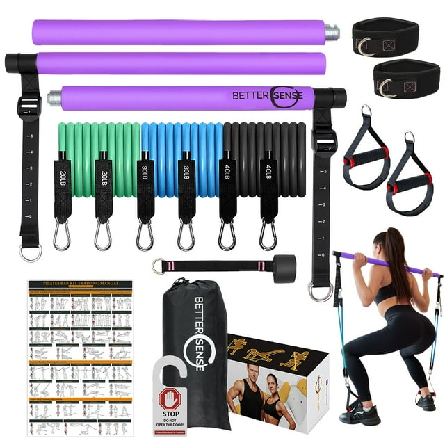 Kit de barra de pilates Better Sense con bandas de resistencia de 40 a 180 libras