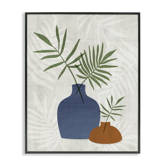 Stupell Industries Fan Plant Sprigs Plants & Flowers Painting Black Framed Art Print Wall Art, 11 x 14