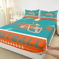thumbnail image 3 of jejeloiu Football Game Gaming Bed Sheets,Cyan Orange Helmet King Sheets For Ball Lover 4pcs, 3 of 7