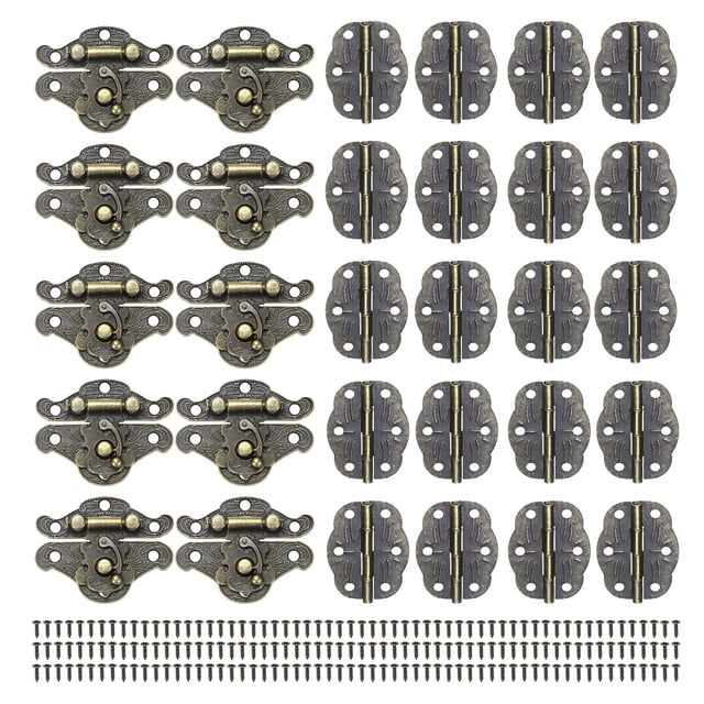 Uxcell Paquete de 10 Bisagras de Puerta Pequeñas, 1.88in (48mm) Bisagras Mini de Pliegue de Hierro Interior con Gancho de Cierre; Tornillo para Caja de Joyas
