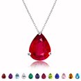 thumbnail image 1 of JeenMata Elegante Collar con Colgante Deslizante Solitario con Forma de Pera de 1,5 TCW con Rubí, Piedra Natal de Julio, Chapado en Oro Blanco, 1 of 5