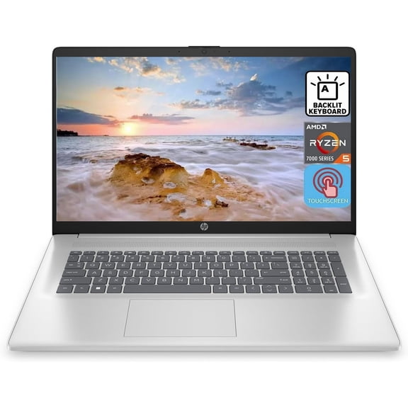 HP 2023 Newest 17 Laptop, 17.3" HD  Touchscreen Display, AMD Ryzen 5 7530U Processor 32GB RAM 1T SSD Wi-Fi 6 HDMI Windows 11 Pro Silver