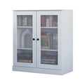 thumbnail image 4 of Palace Imports 100% Solid Wood 3-shelf Bookcase with Adjustable Shelves and Frosted Glass Doors, White, 4 of 5