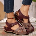 thumbnail image 4 of DIVVce Closed Toe Cross Strap Wedge Sandals For Women Adjustable Buckle Casual Summer Footwear, 4 of 8