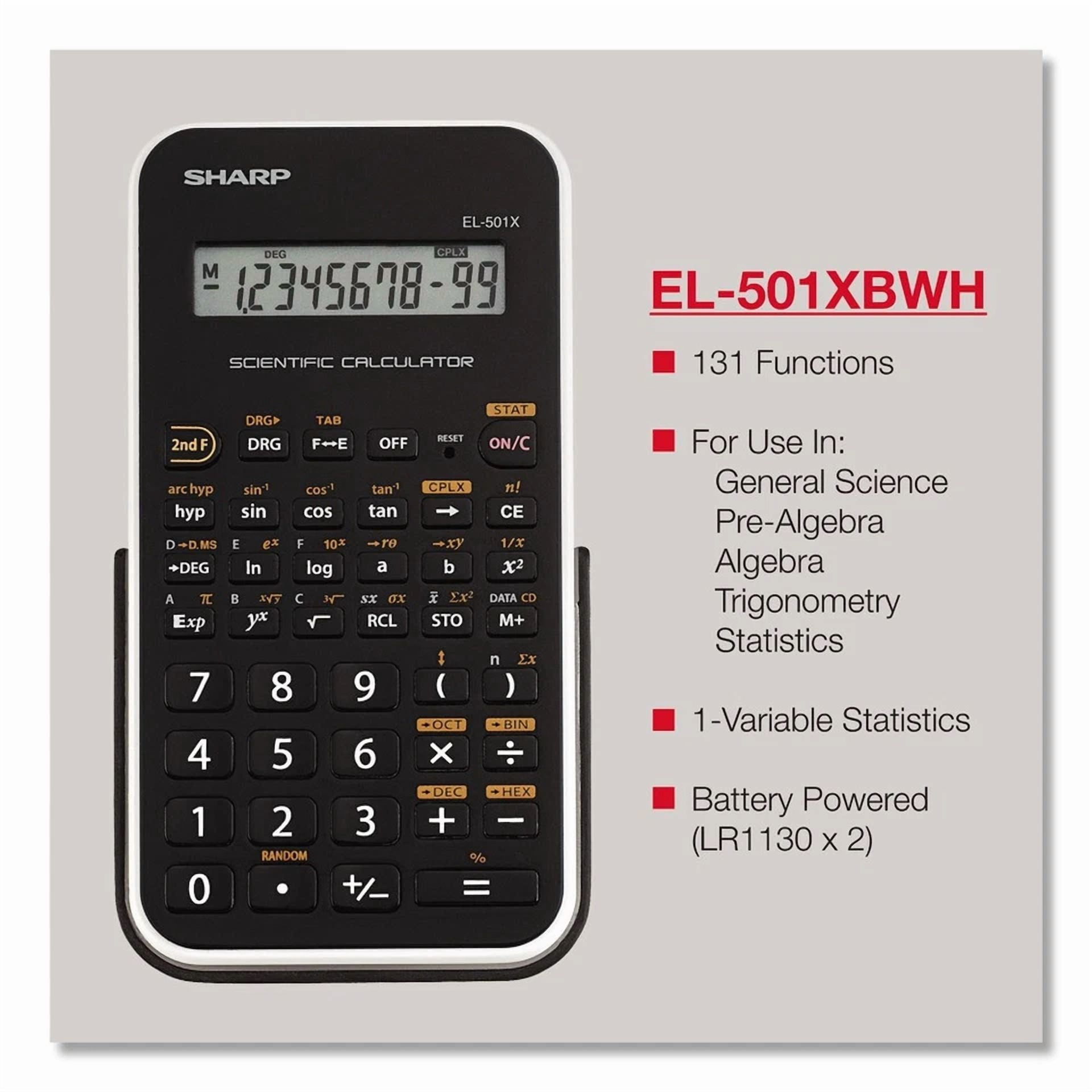 CRESTIN- Sharp El501X2Bwh 10-Digit Lcd Scientific Calculator New