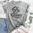 thumbnail image 2 of She Is Strong Shirt, Unisex Women's Shirt, Empowered Shirt, Jesus Shirt, Scripture Shirt, Proverbs Shirt, Heather Gray, XX-Large, 2 of 6