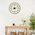 thumbnail image 5 of 24 Inch Modern Farmhouse Wall Clocks for Living Room Decor, Silent Non-Ticking Analog Battery Operated Wall Clock, Black Rustic Metal Clock with Golden Arabic Numerals for Bedroom, Home Office, 5 of 7