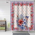 thumbnail image 2 of 4th of July Shower Curtain Blue Red Flower Floral Patriotic Shower Curtains for Bathroom Decor Independence Day Buffalo Plaid Patriotic Memorial Bath Curtains Sets Waterproof Small Stall 36" x 72", 2 of 6