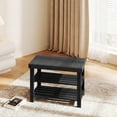 thumbnail image 3 of EDX 3 Tier Bamboo Shoe Rack Bench,  11.3'' x 19.7'' x 18'' Storage Seat Organizer with 286lb Capacity for Entryway,  Bedroom and Living Room,  Black, 3 of 9