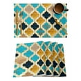 Abstract Paint Moroccan Retro Blue Green Yellow Table Runners for