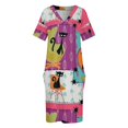thumbnail image 4 of Vestido de noche para mujer prenda holgada con bolsillos estilo RETRO de los años 60 gatos modernos de mediados de siglo para verano, 4 of 7