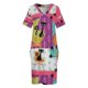 thumbnail image 4 of Vestido de noche para mujer prenda holgada con bolsillos estilo RETRO de los años 60 gatos modernos de mediados de siglo para verano, 4 of 7