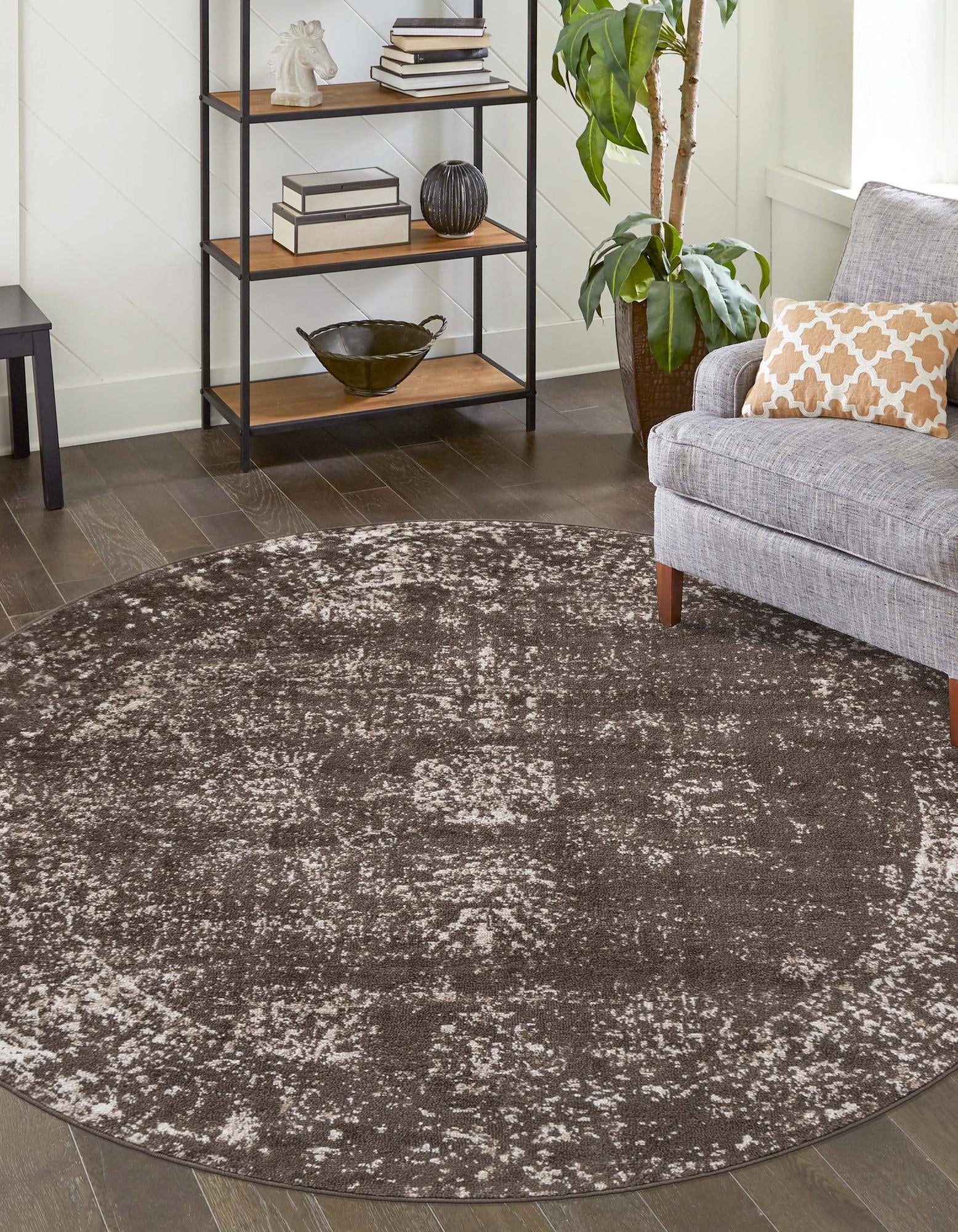 Rugs.com Monte Carlo Collection Rug – 7' Round Brown Medium Rug Perfect ...