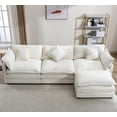 thumbnail image 3 of 111.4" L-Shape Chenille Upholstered Sofa with 5 Pillows, Modern Luxury Sofa Couch with Removable Ottoman, 3-Seater Couch Sectional Sofa Set for Living Room (Beige-5 Pillows), 3 of 18