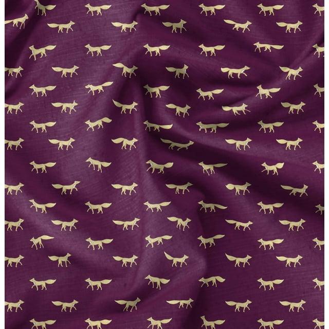 Soimoi Tissu en Velours Motif Animal Renard au Mètre 58 Pouces de Large