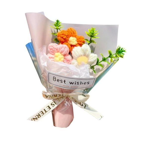 menolana Artificial Flowers Decoration of Crochet Flowers Gift of The The Day for The Mother for The Anniversary Day of The Wedding Birthday of Pink