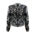 thumbnail image 6 of Yuanlong Womens Jackets Autumn Ladies Notch Collar Zipper Patchwork Sequin Long Sleeve Jacket Streetwear Shiny Outwear Tops, 6 of 9