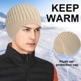 thumbnail image 4 of Gorro de punto para hombre, gorros de invierno con orejeras para mujer, gorros para hombre, gorro de calavera cálido, holgado con calentador de orejas, talla única, 4 of 7