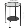 thumbnail image 3 of Round Side Table with Storage - Tempered Glass Top - Modern Design, 3 of 9