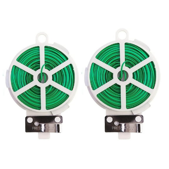 2pcs Roll Set Sturdy Garden Twist Ties Wire for Plants with Built-in Cutter, Total 200 Feet
