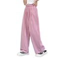 thumbnail image 4 of Afdoent Girls Pants Loose Fit Wide Leg Pants For Girls Soft Crinkle Ice Silk Trousers Casual Bottoms Lightweight, 4 of 4