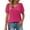 Hot Pink, variant on Sakmal Spring Tops for Women 2024 Short Sleeve Pink V-Neck Puff Sleeves Solid T-Shirts Womens T Shirts