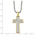 thumbnail image 5 of Stainless Steel Polished Yellow Ip Laser Cut Moveable Cross Necklace (22 X 24) Made In China srn723-22, 5 of 5