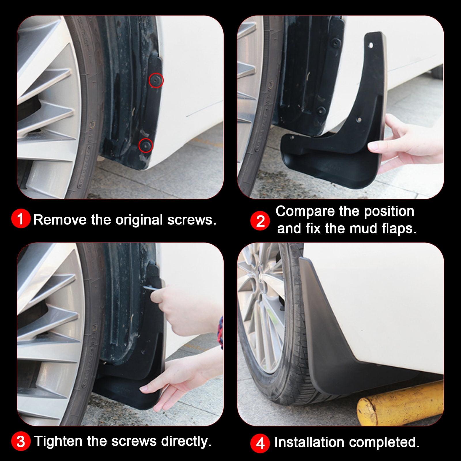 For Hyundai Santa Fe 2013-2018 Splash Mud Flaps, 4PCS Guards Splash Tire Protector, Custom No Drilling Mud Guards-black