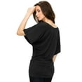 thumbnail image 4 of Made by Johnny Women's Boat Neck Short Sleeve Dolman Drape Top XXL BLACK, 4 of 6