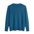 thumbnail image 3 of Dwellite Sweaters for Women V Neck Long Sleeve Plain Knit Lounge Warm Sweater Fall Winter Pullover Causal Tops Dark Blue 2XL, 3 of 4