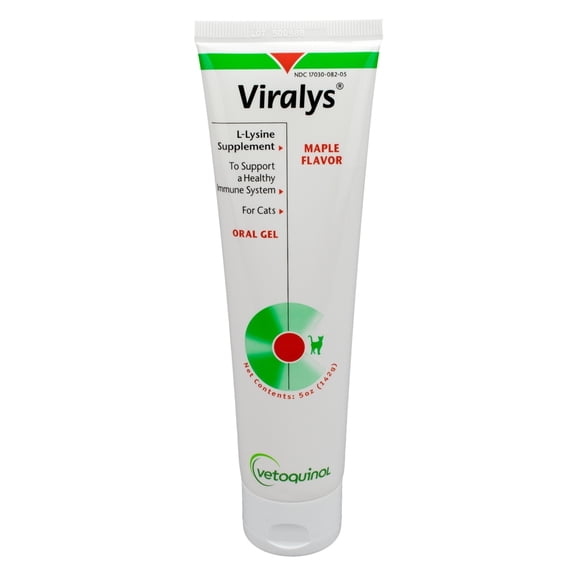 Vetoquinol Viralys Gel L-Lysine Supplement for Cats, 5oz - Cats & Kittens of All Ages - Immune Health - Sneezing, Runny Nose, Squinting, Watery Eyes - Palatable Maple Flavor Lysine Gel