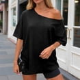 thumbnail image 6 of vigerkar 2 Pack Womens Off the Shoulder Tops Oversized Summer Spring T-Shirts 2026 (Black 1PCS & White 1PCS, M), 6 of 6
