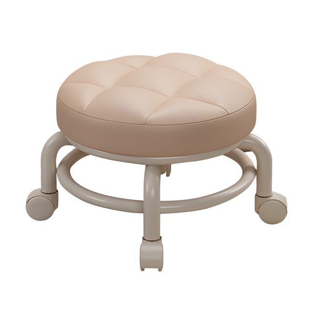 Tabourets Bas à Roulettes avec Roue Universelle Pivotante à 360 Degrés en Cuir PU Tabouret Rond Roulant avec Roues Silencieuses pour Maison Bureau Garage Magasin Entraînement Physique