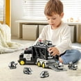 thumbnail image 5 of Police Truck Toy for 3 4 5 6 Years Old Boys - Carrier Vehicle Toy Set with 3 Small Cars and 1 Helicopter,Kids Firction Powered Car for Age 3-9,Gifts for Boys and Girls, 5 of 8