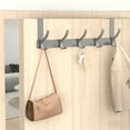 thumbnail image 6 of Over The Door Hooks 5 Hook Heavy Duty Steel Hanger for Coats Towels Hats Backpacks, Rust Resistant Scratch Free Space Saving Door Organizer, No Drill Installation, Gray, 6 of 6