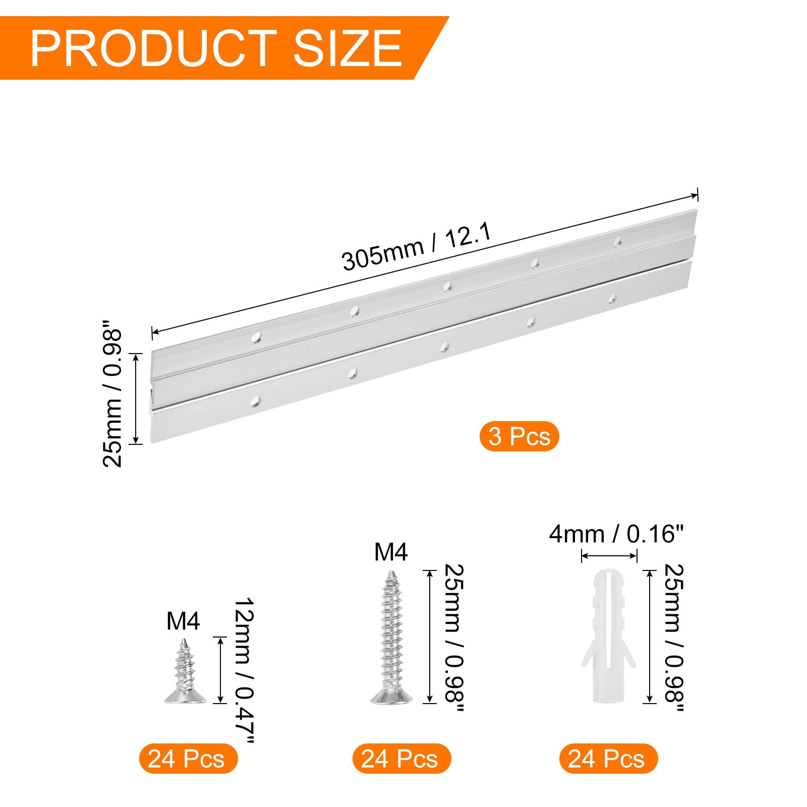 Uxcell 3 Pair French Cleat Picture Hanger, 12 Inch Aluminum Z Hanger Heavy Duty Z Bar Clips Interlocking Wall Mounting Bracket Hanger Kit for Hanging Mirror Picture Shelf