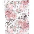 thumbnail image 5 of Floral Rose Blanket Gifts for Women Girls Pink Grey Flowers and Grey Leaves on Watercolor Rose Throw Blankets for Bed Room Couch Soft Lightweight Warm Cozy Decor 50x60in, 5 of 6