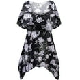 thumbnail image 1 of Small Womens Short Sleeve Casual Silver Glitter Floral Print Babydoll Tops Rouched Peplum Eclectic T-Shirts, 1 of 4