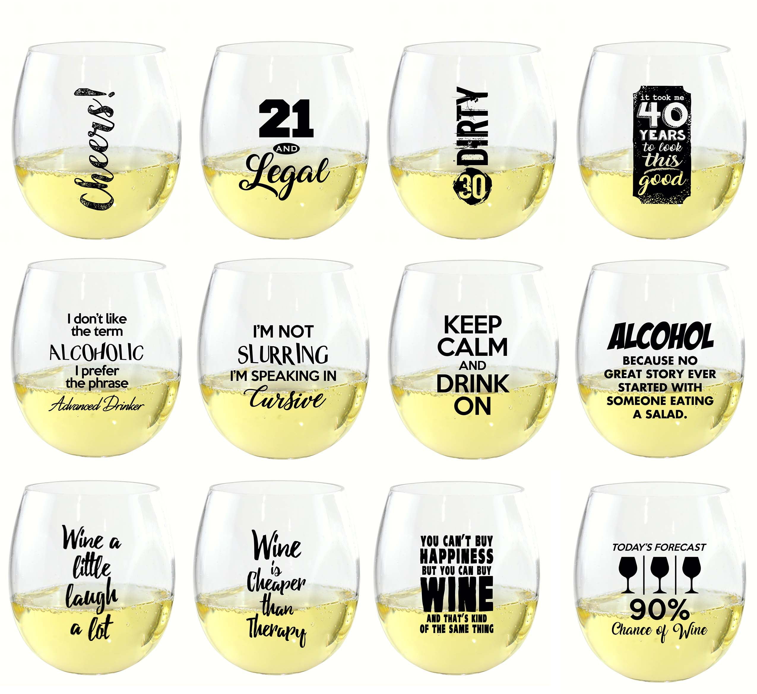Everdrinkware Wine Tumbler Assortment 48 Pieces Walmart Com Walmart Com