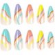 thumbnail image 4 of 24pcs Short Almond False Nails Multicolor Stick on Nails Press on Nails Removable Glue-on Nails Full Cover Acrylic Fake Nails Women Girls Nail Art Acc, 4 of 5
