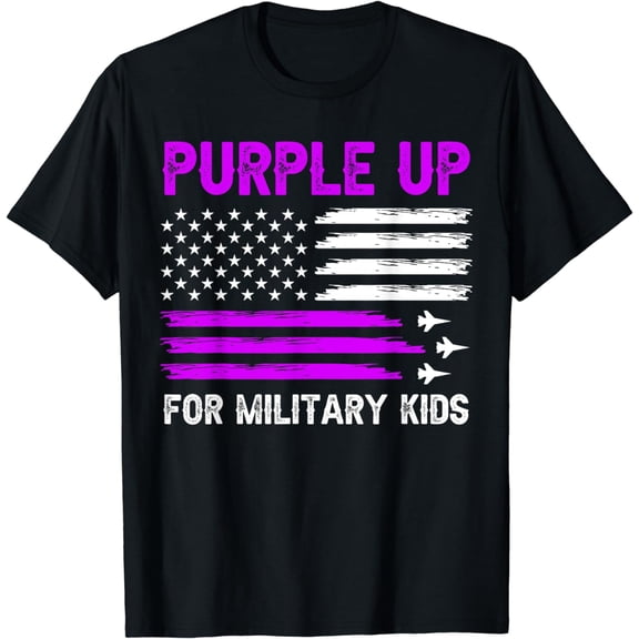 Purple Up For Military Kids American Flag Military Child T-Shirt