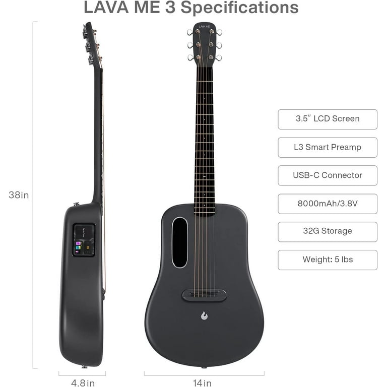 Lava Music Lava ME 3 38? Smart Guitar in Space Grey w/ Space Lava Music Lava ME 3 38? Smart Guitar in Space Grey w/ Space