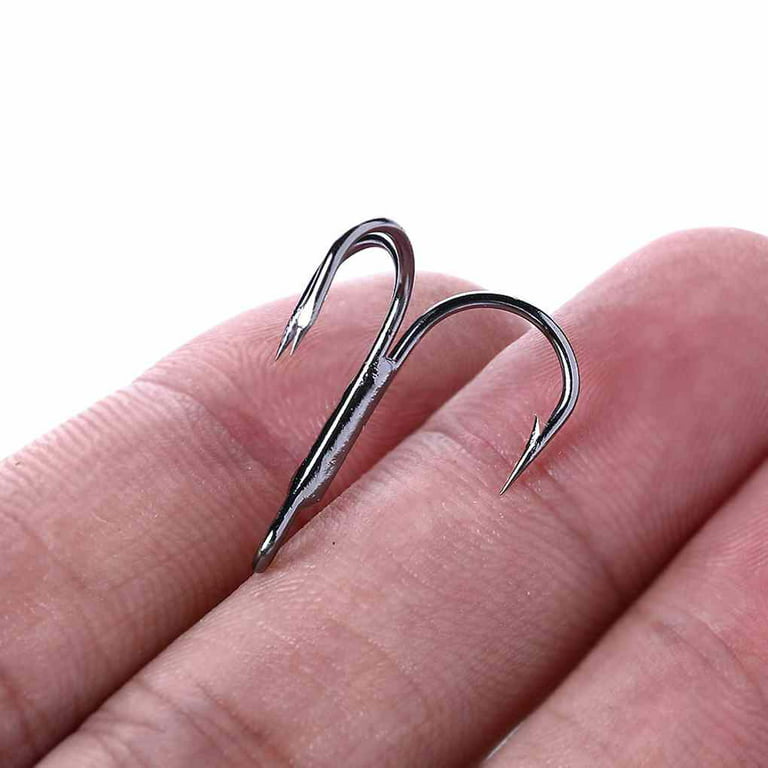 20pcs 3 Claw Strong Sharp Round Bend Metal Fishing Hooks Outdoor Tuna Triple Treble Angling Barbs, Size: 5.5*14mm