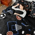 thumbnail image 4 of Castle Fairy Teens Basketball Soccer Football 7-Piece Twin Bedding Sets,Geometric Plaid Bedding Comforter Set,Sport Gamer Breathable Sheet Sets,Microfiber Bedroom Decor, 4 of 7