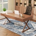 thumbnail image 4 of Roomisland Area Rug 4x6ft Machine Washable Non-Slip Traditional Chenille Floor Carpet for Living Room Bedroom, Blue, 4 of 10