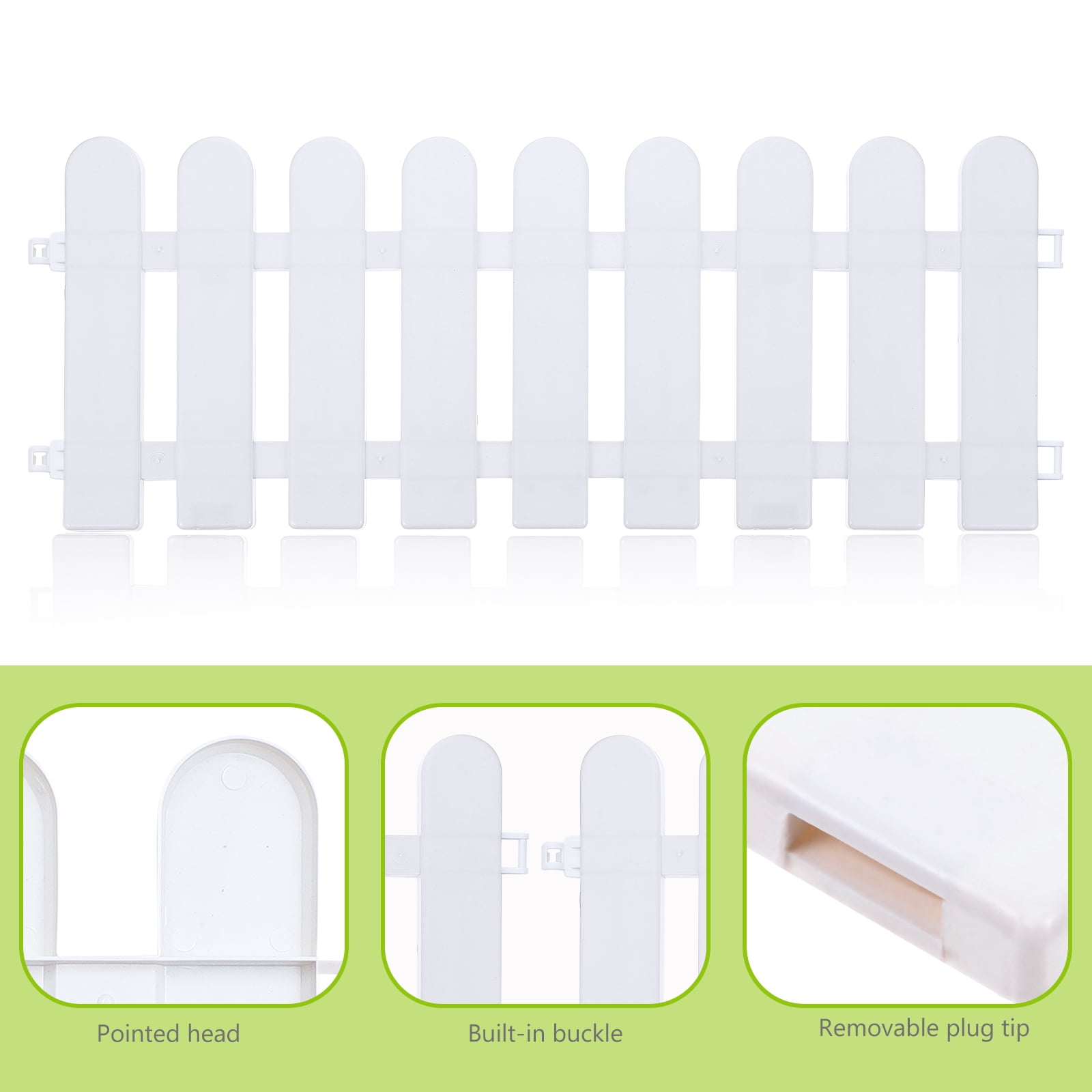 FUEENIRVA White Picket Fence Set, 8-Piece Decorative Garden and Christmas Fence for Indoor and Outdoor Use