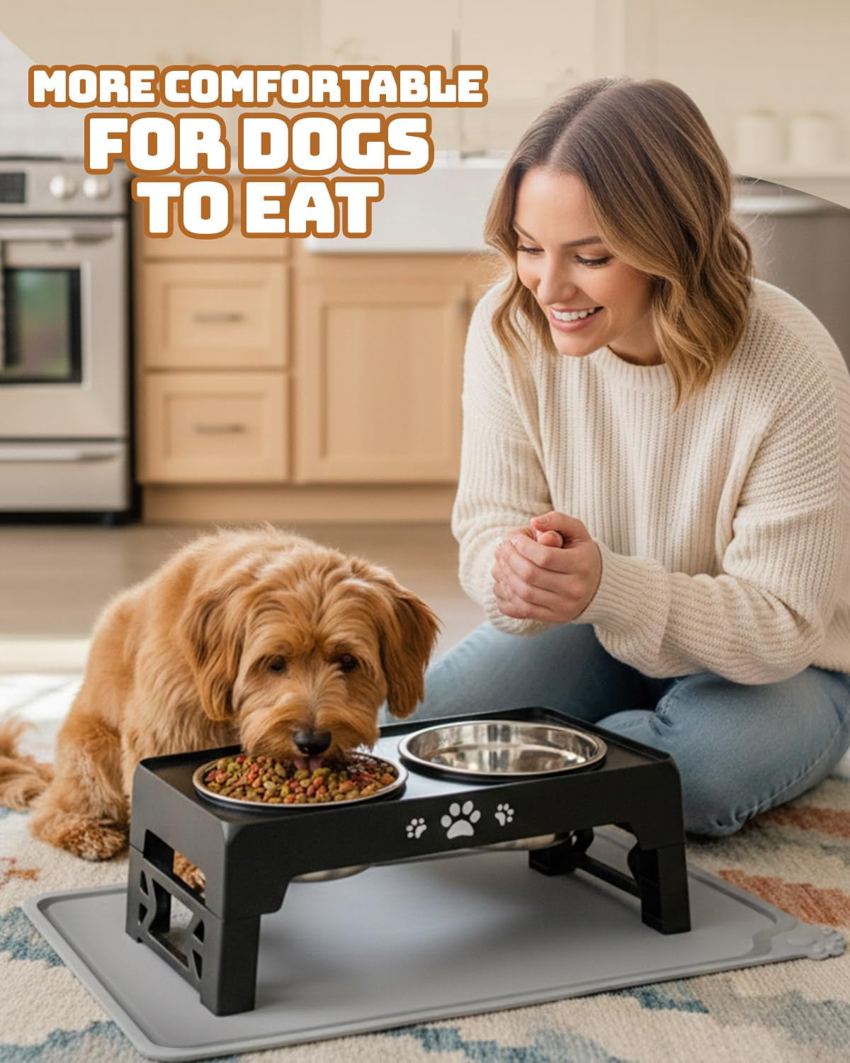 Elevated Dog Bowls for Medium and Large Dogs Adjustable Height Raised Feeder with Non-Slip Base Stainless Steel and Slow Feeder Bowls Durable Pet Feeding Station