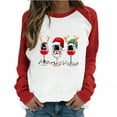 thumbnail image 1 of HKEJIAOI T-Shirt Femme Manches Longues Col Rond Imprimé Verre de Vin de Noël Quotidien, 1 of 7