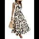 thumbnail image 1 of Vestido Maxi Floral de Verano para Mujer, Cuello Abotonado, Cintura Anudada, Volantes Escalonados, Sin Mangas, Estilo Bohemio, Color Albaricoque S, 1 of 9