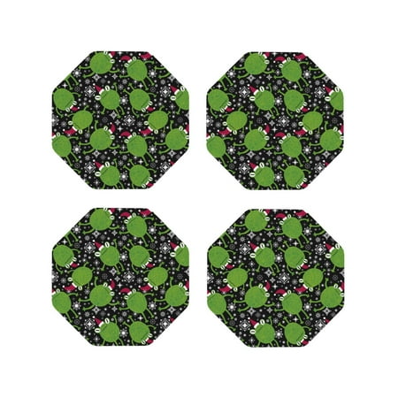 

Tideii Frogs And Santa Hat for Leather Coasters 4 Pieces Anti-fouling and Anti-scalding Decorative Coasters Suitable for Restaurants Kitchens Coffee Shops-Octagon